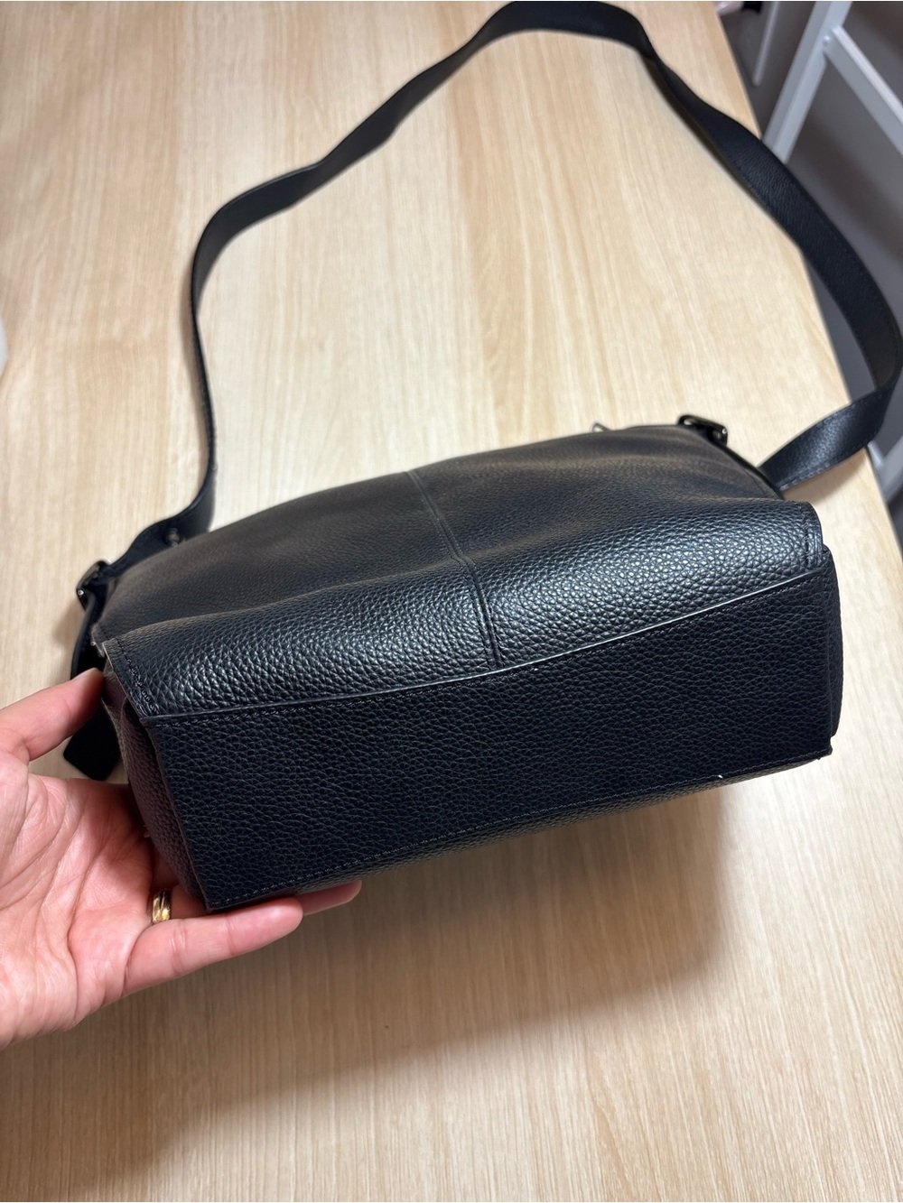Coach Black Pebbled Leather Crossbody Bag with Silver Logo - Picture 8 of 15